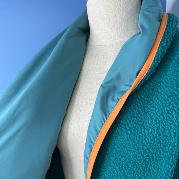 Free People FP Movement Hit The Slopes Fleece Shawl Jacket Spruced Up M Teal - Picture 4 of 8